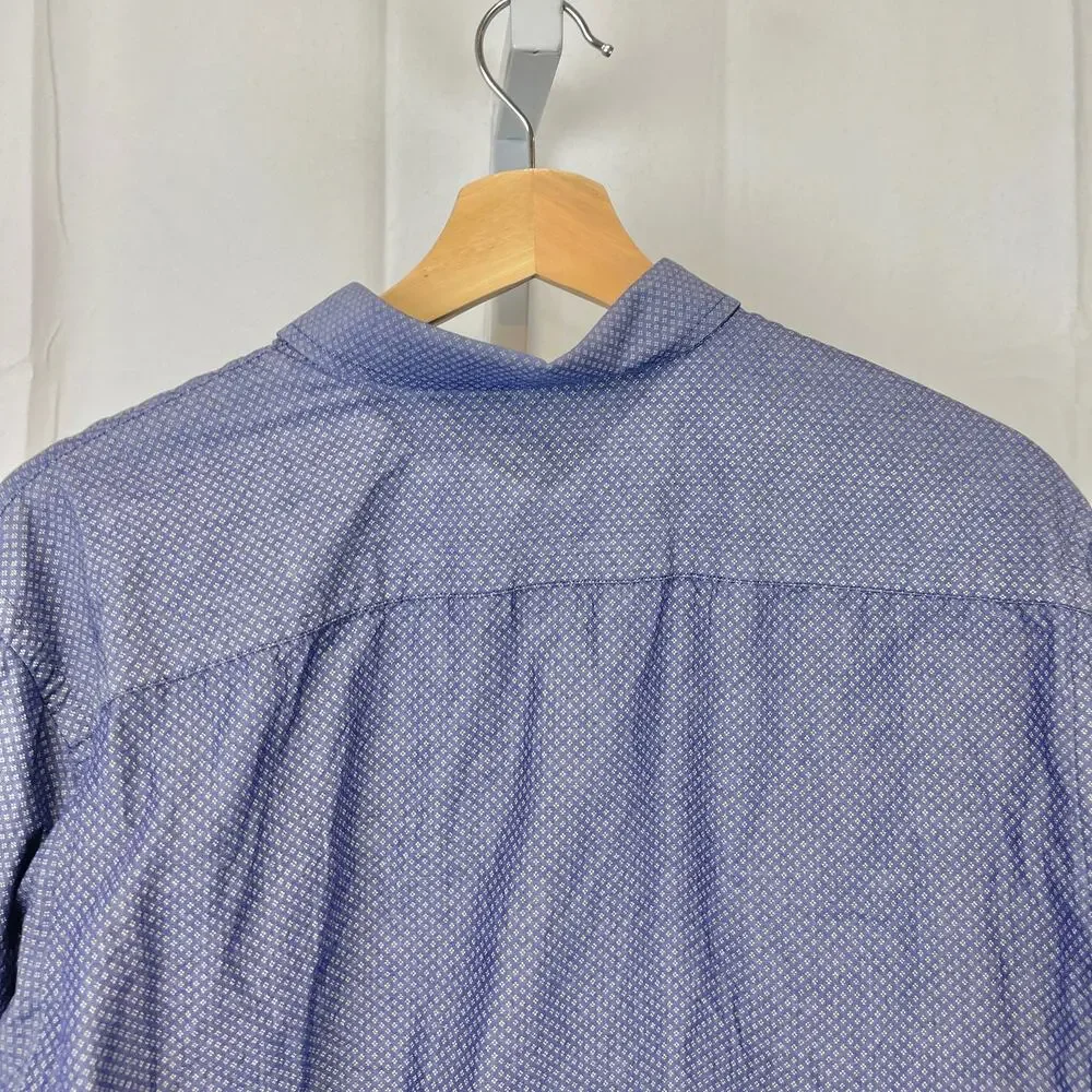UNTUCKIT Patterned Button Front Long Sleeve Shirt Cotton Blue Size M